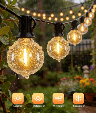 50ft 1-Pack Outdoor G40 LED Globe String Lights Dimmable Waterproof Shatterproof Light Strings with 52 Bulbs Connectable Commercial Hanging Lights for Christmas Patio House Backyard Balcony Party
