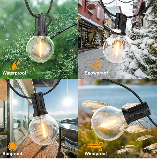 25FT Outdoor G40 LED Globe String Lights Dimmable Waterproof Shatterproof Light Strings with 25 Bulbs Connectable Commercial Hanging Lights for Christmas Patio House Backyard Balcony Party (AU Plug)