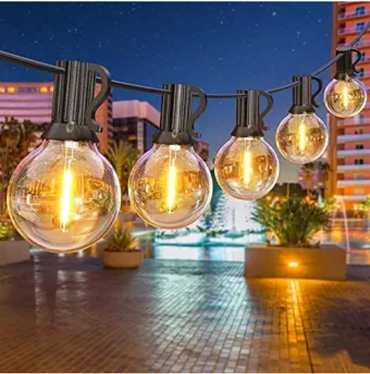 50ft 1-Pack Outdoor G40 LED Globe String Lights Dimmable Waterproof Shatterproof Light Strings with 52 Bulbs Connectable Commercial Hanging Lights for Christmas Patio House Backyard Balcony Party