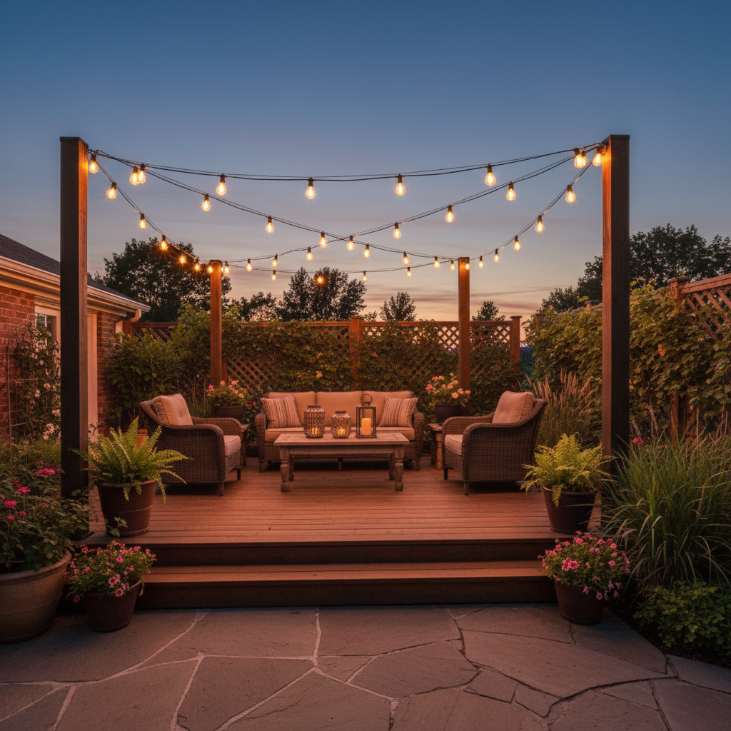 Outdoor G40 String Lights Patio Scene